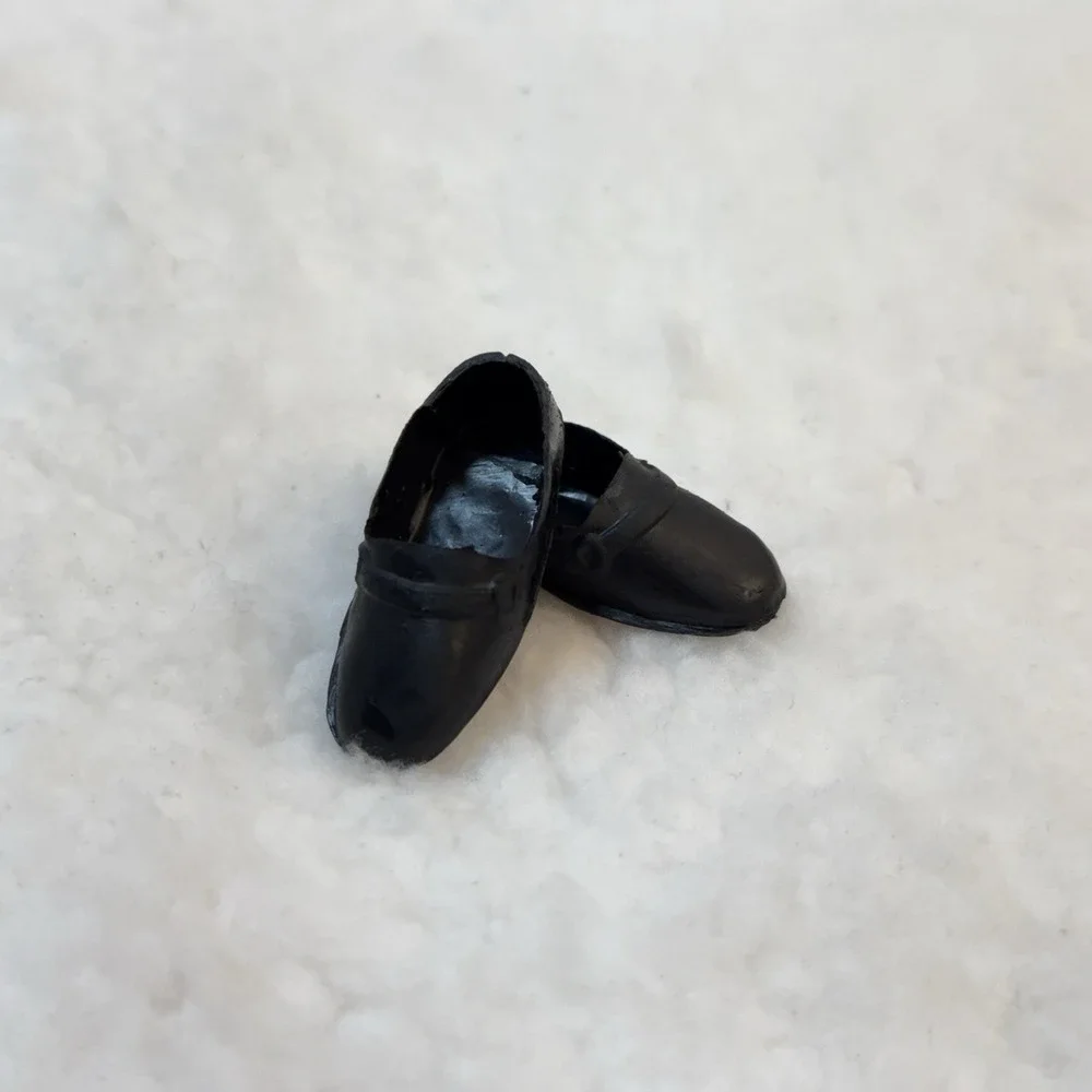 Vintage Barbie Ken Black Loafer Shoes Slip‎ On Doll Footwear Mattel Accessory